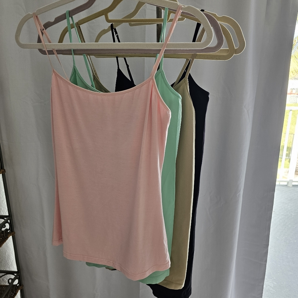 4 for $25 Mint Green Stretchy Spaghetti Strap Tank Top - Picture 8 of 8